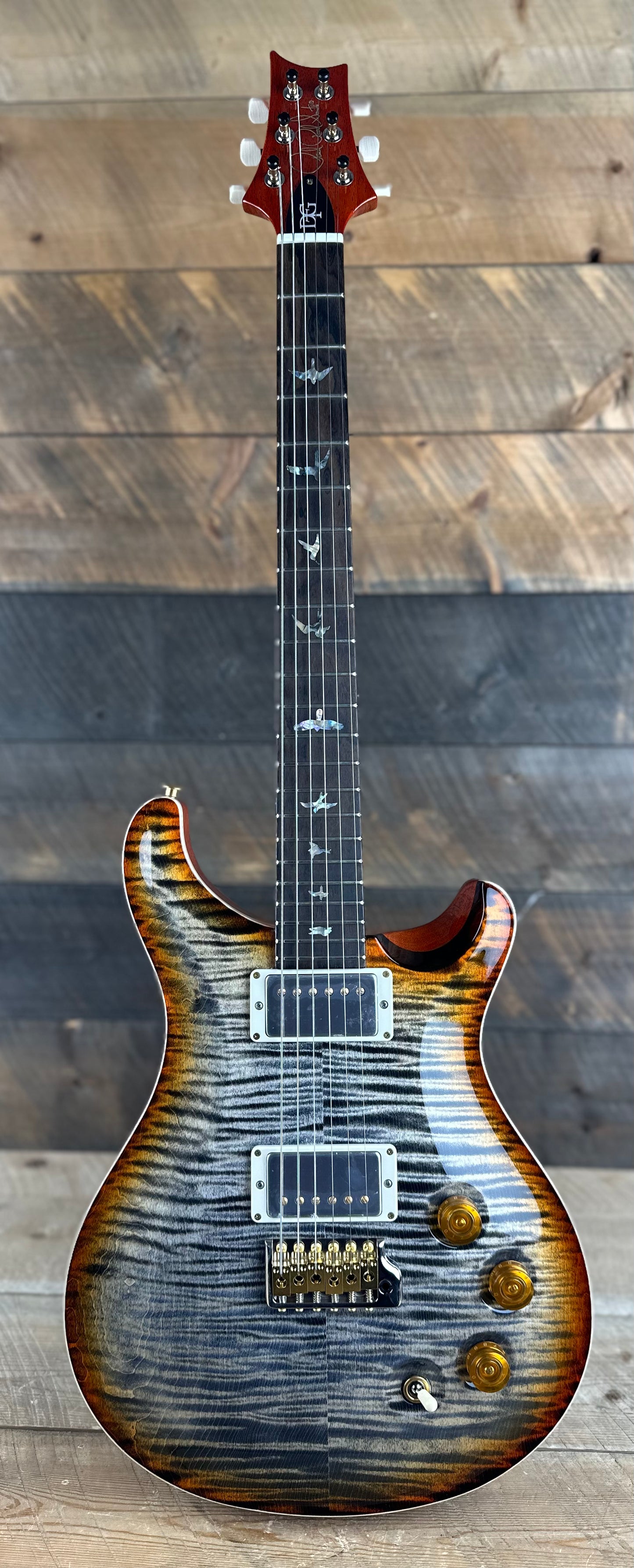 PRS DGT David Grissom Signature Wood Library 10 Top, Korina Back/Neck, Ziricote FB - Burnt Maple Leaf 389457