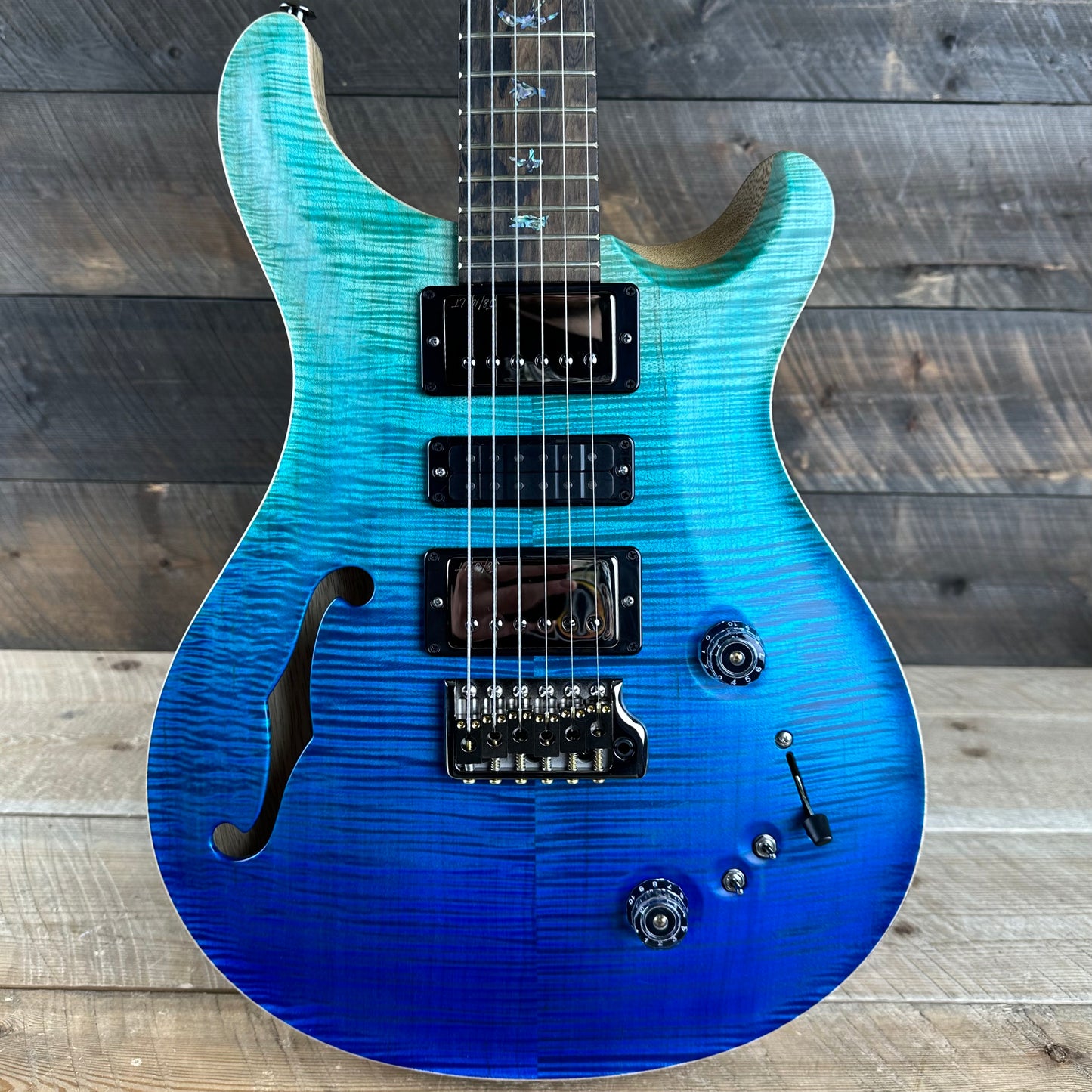 PRS Wood Library Special 22 Semi-Hollow - Flame Maple 10 Top Korina Back, Ziricote FB - Blue Fade Satin 392391