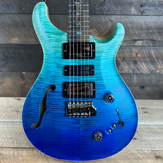 PRS Wood Library Special 22 Semi-Hollow - Flame Maple 10 Top Korina Back, Ziricote FB - Blue Fade Satin 392391