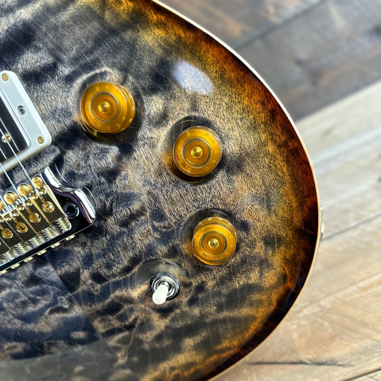 PRS DGT David Grissom Signature Wood Library Quilt Maple 10 Top, Korina Back/Neck, Ziricote FB - Burnt Maple Leaf 389458