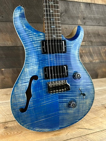 PRS Wood Library Custom 24 Semi-Hollow Flame Maple 10 Top, Korina Back, Torrified Maple Neck, Ziricote FB - Faded Blue Jean 391861