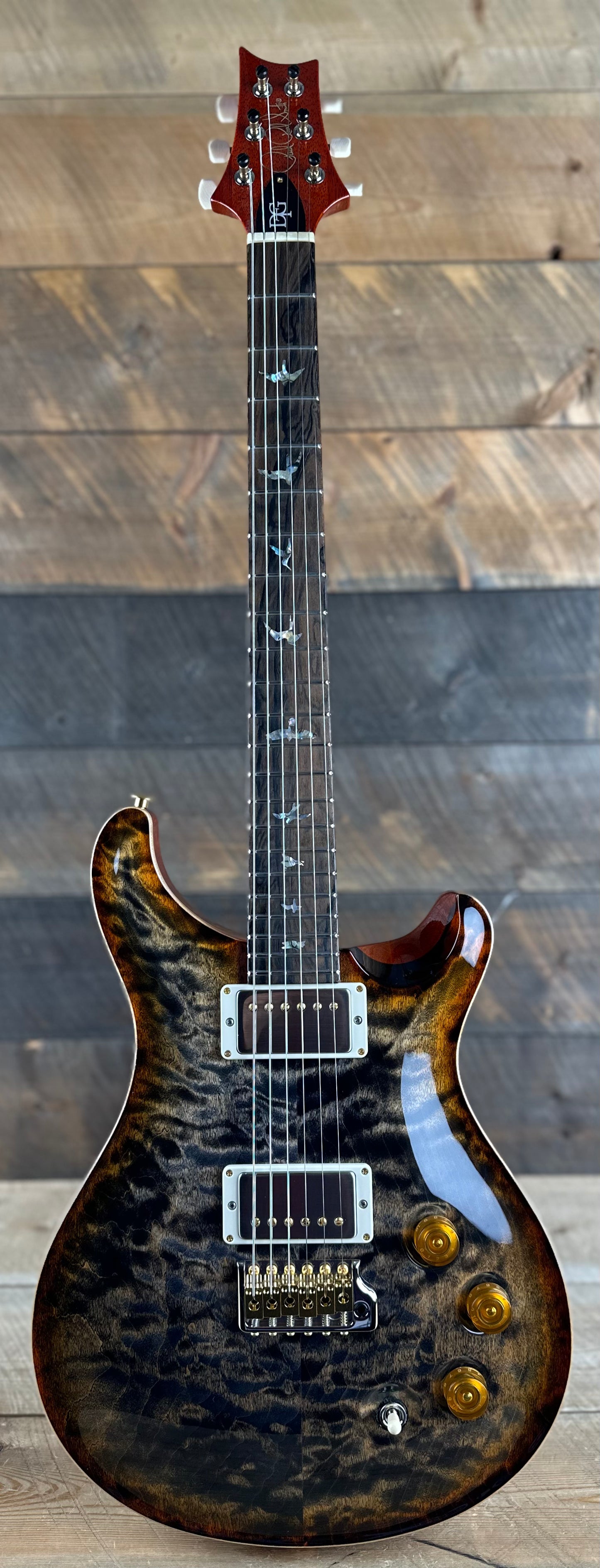 PRS DGT David Grissom Signature Wood Library Quilt Maple 10 Top, Korina Back/Neck, Ziricote FB - Burnt Maple Leaf 389458