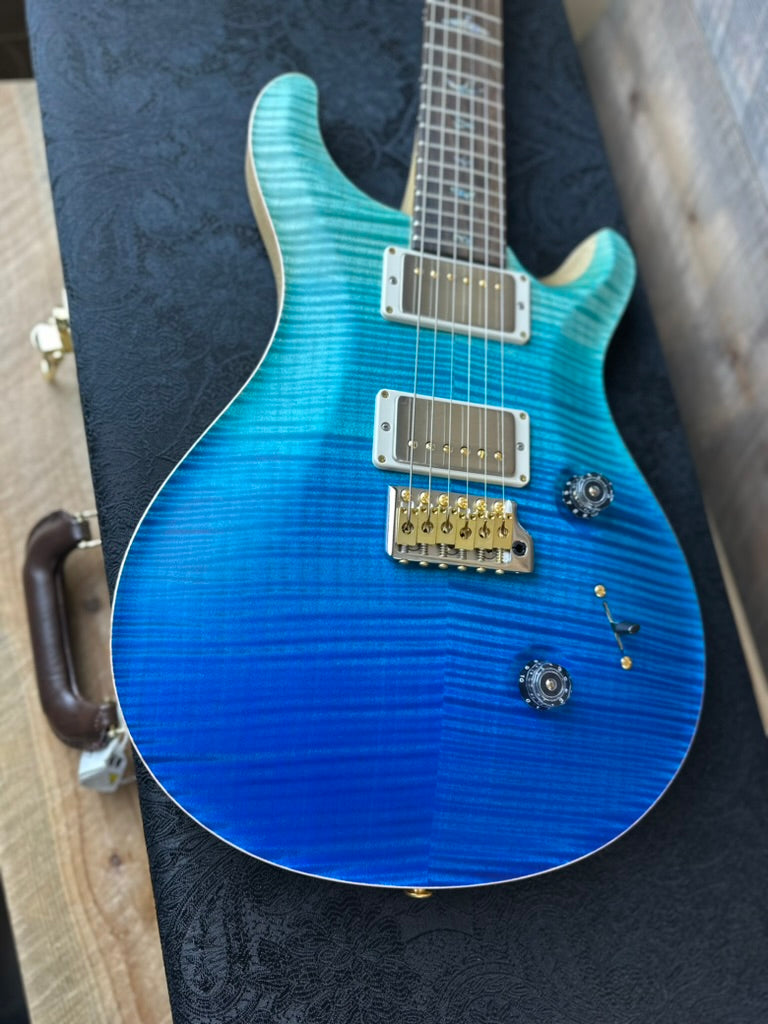 PRS Wood Library Custom 24 Flame Maple 10 Top, Korina Neck, Ziricote FB - Blue Fade Satin 391897