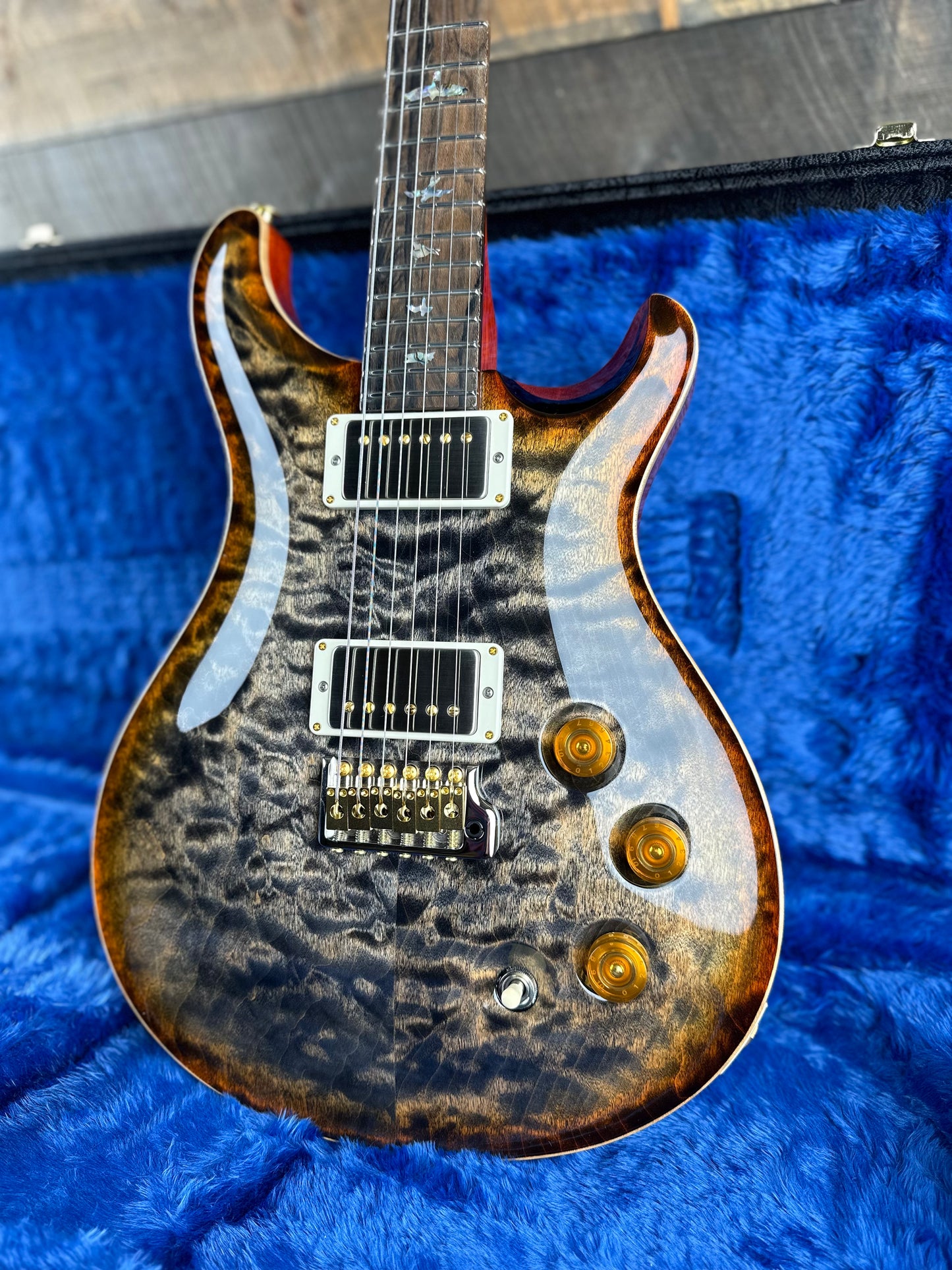 PRS DGT David Grissom Signature Wood Library Quilt Maple 10 Top, Korina Back/Neck, Ziricote FB - Burnt Maple Leaf 389458