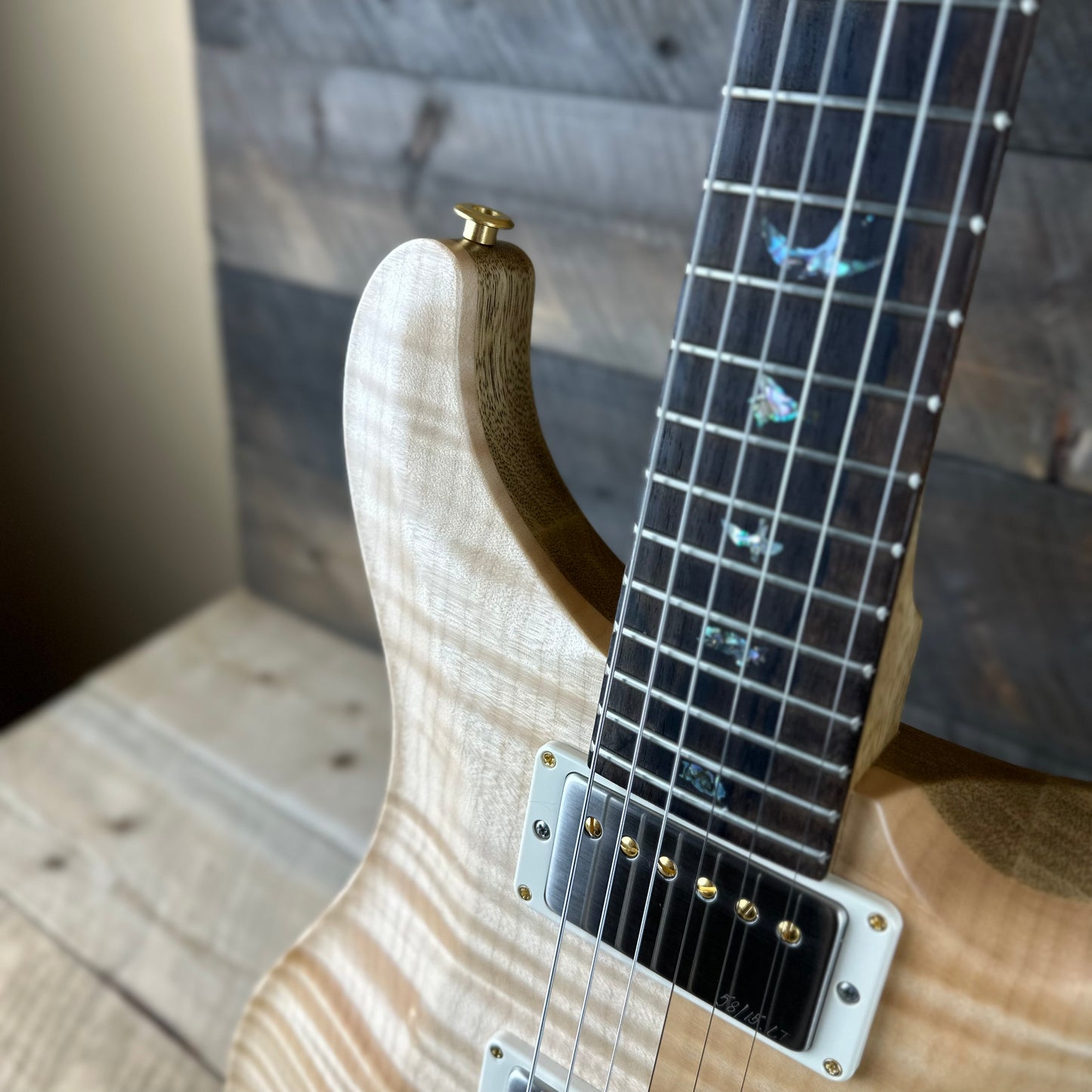 PRS Wood Library Custom 24 Flame Maple 10 Top, Korina Neck, Ziricote FB - Natural Satin 391900