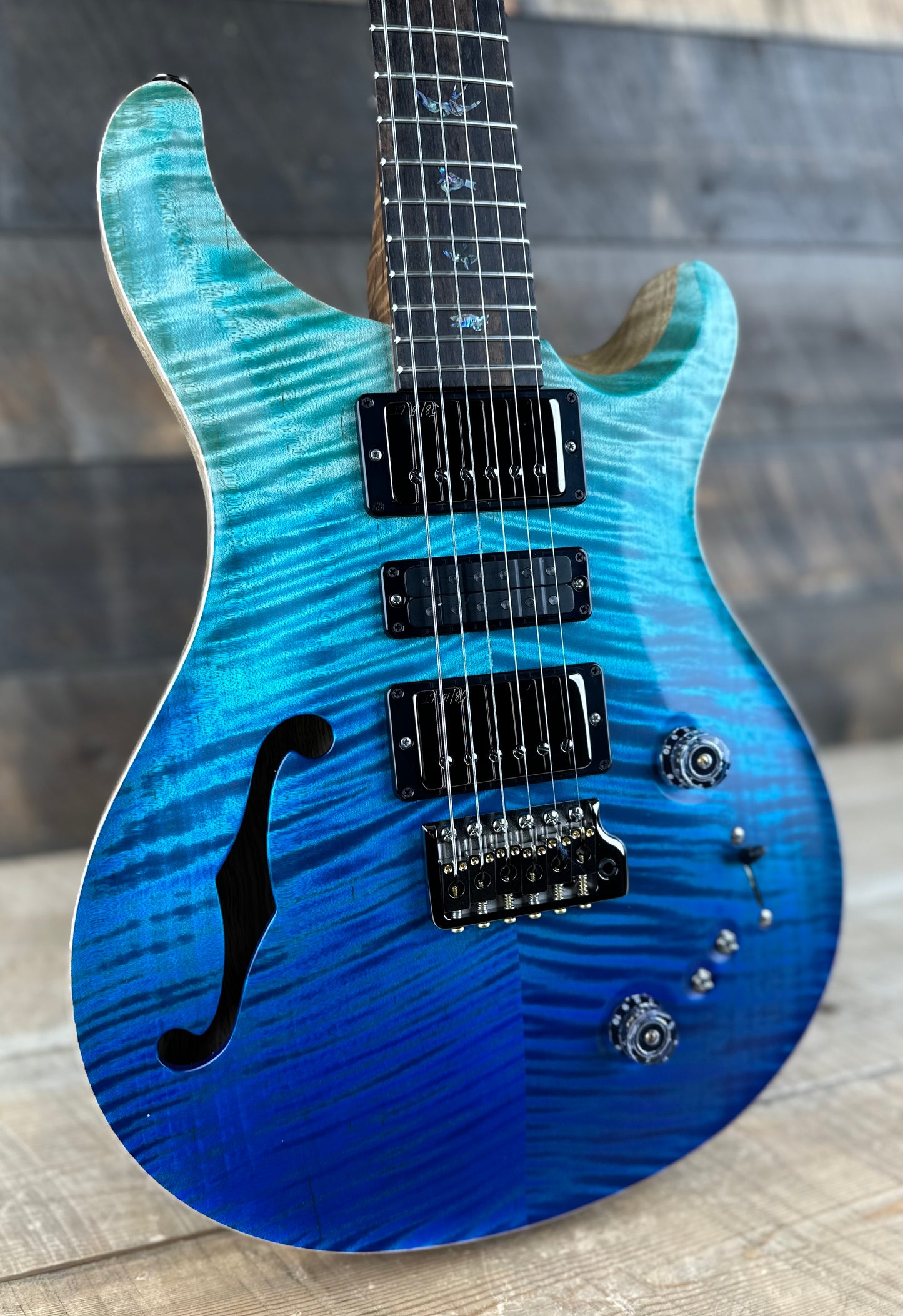 PRS Wood Library Special 22 Semi-Hollow - Flame Maple 10 Top Korina Back, Ziricote FB - Blue Fade Satin 392386