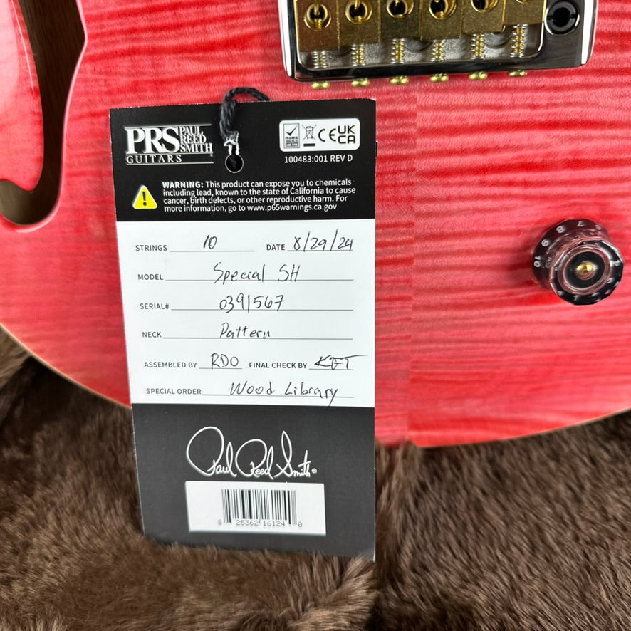 PRS Wood Library Special 22 Semi-Hollow - Flame Maple 10 Top Korina Back/Neck Ebony FB - Bonnie Pink 391567