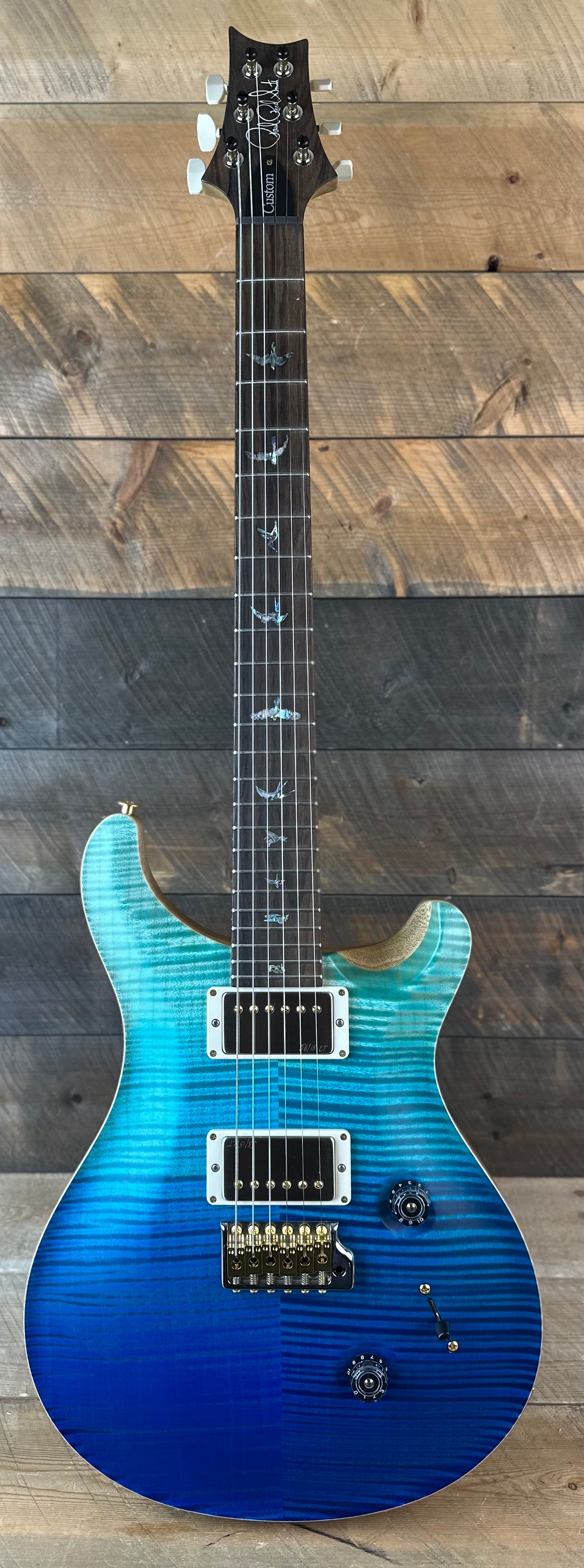 PRS Wood Library Custom 24 Flame Maple 10 Top, Korina Neck, Ziricote FB - Blue Fade Satin 391897