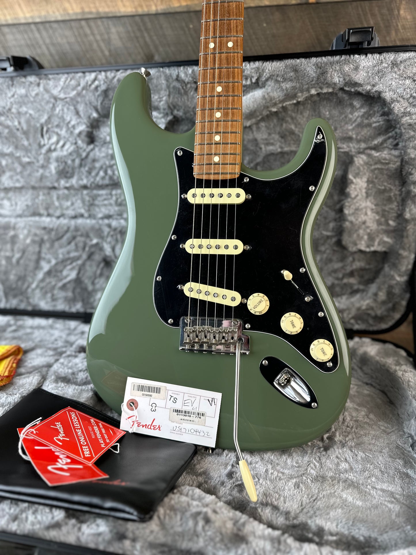 Used Fender American Pro Stratocaster - Antique Olive W/OHSC