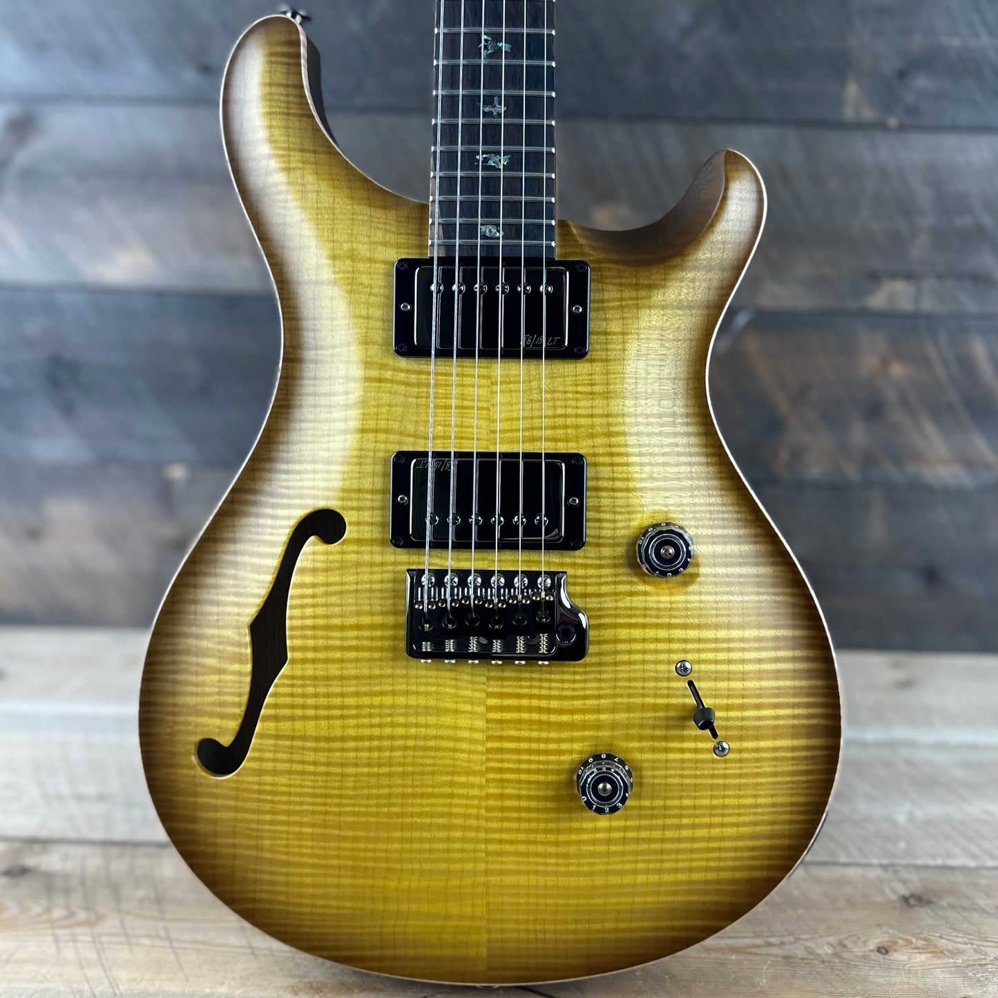 PRS Wood Library Custom 24 Semi-Hollow Flame Maple 10 Top, Korina Back, Torrified Maple Neck, Ziricote FB - Livingston Lemondrop Satin 391868