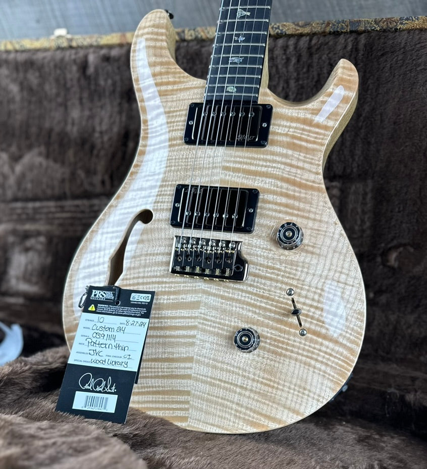 PRS Wood Library Custom 24 Semi-Hollow Flame Maple 10 Top Korina Body/Neck Ebony FB - Natural 391114