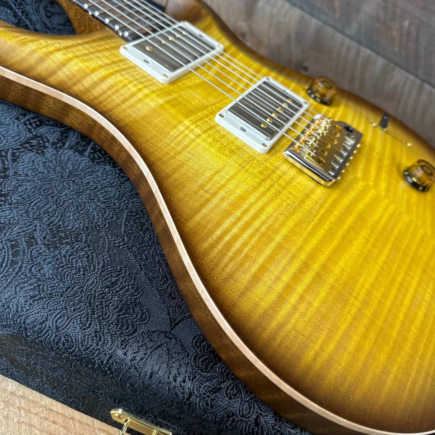 PRS Wood Library Custom 24 Flame Maple 10 Top, Korina Neck, Ziricote FB - Livingston LemondropSatin 395094