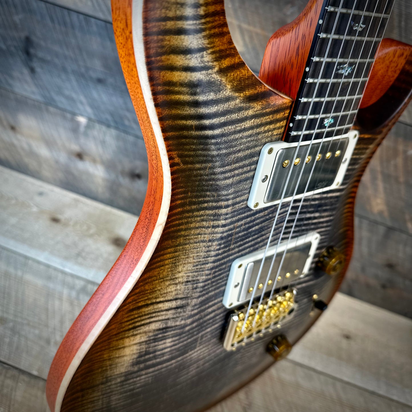 PRS Wood Library Custom 24 Amazing Highly Figured 10 top!! - Burnt Maple Leaf 395093