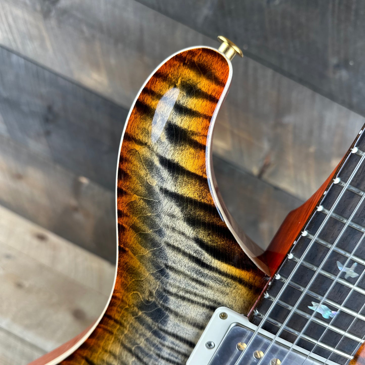 PRS DGT David Grissom Signature Wood Library 10 Top, Korina Back/Neck, Ziricote FB - Burnt Maple Leaf 389457