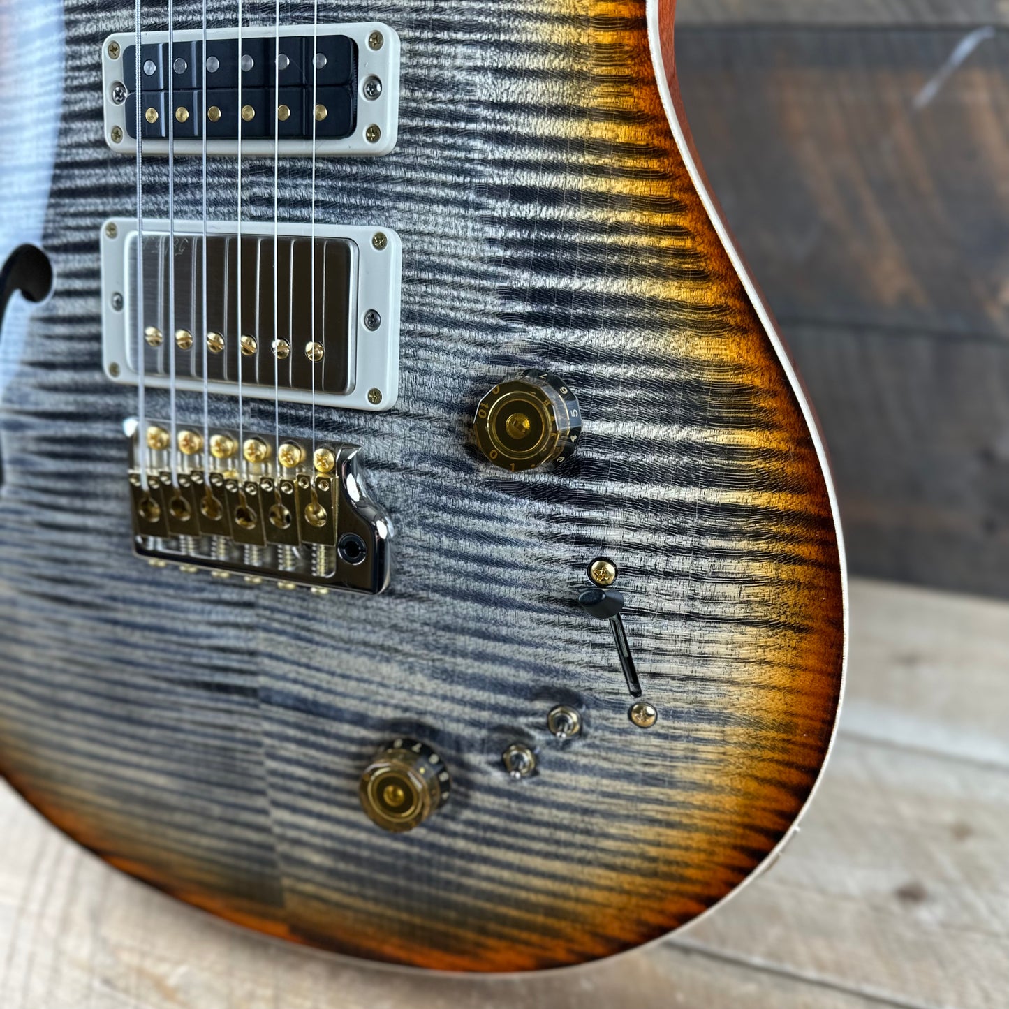 PRS Wood Library Special 22 Semi-Hollow - Flame Maple 10 Top Korina Back/Neck Ebony FB - Burnt Maple Leaf 391573