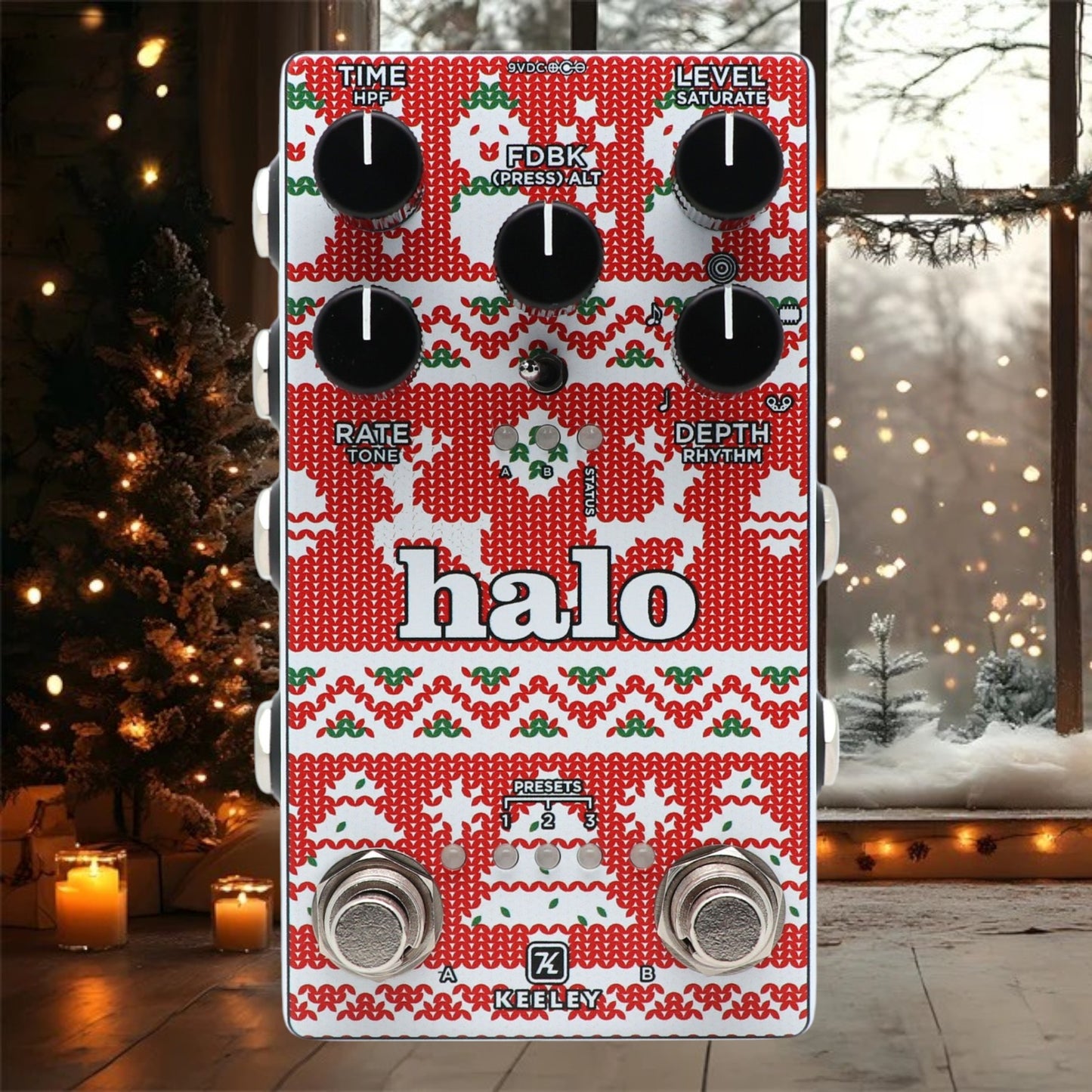 Keeley Halo Andy Timmons Dual Echo Delay Pedal IN AN UGLY XMAS SWEATER!