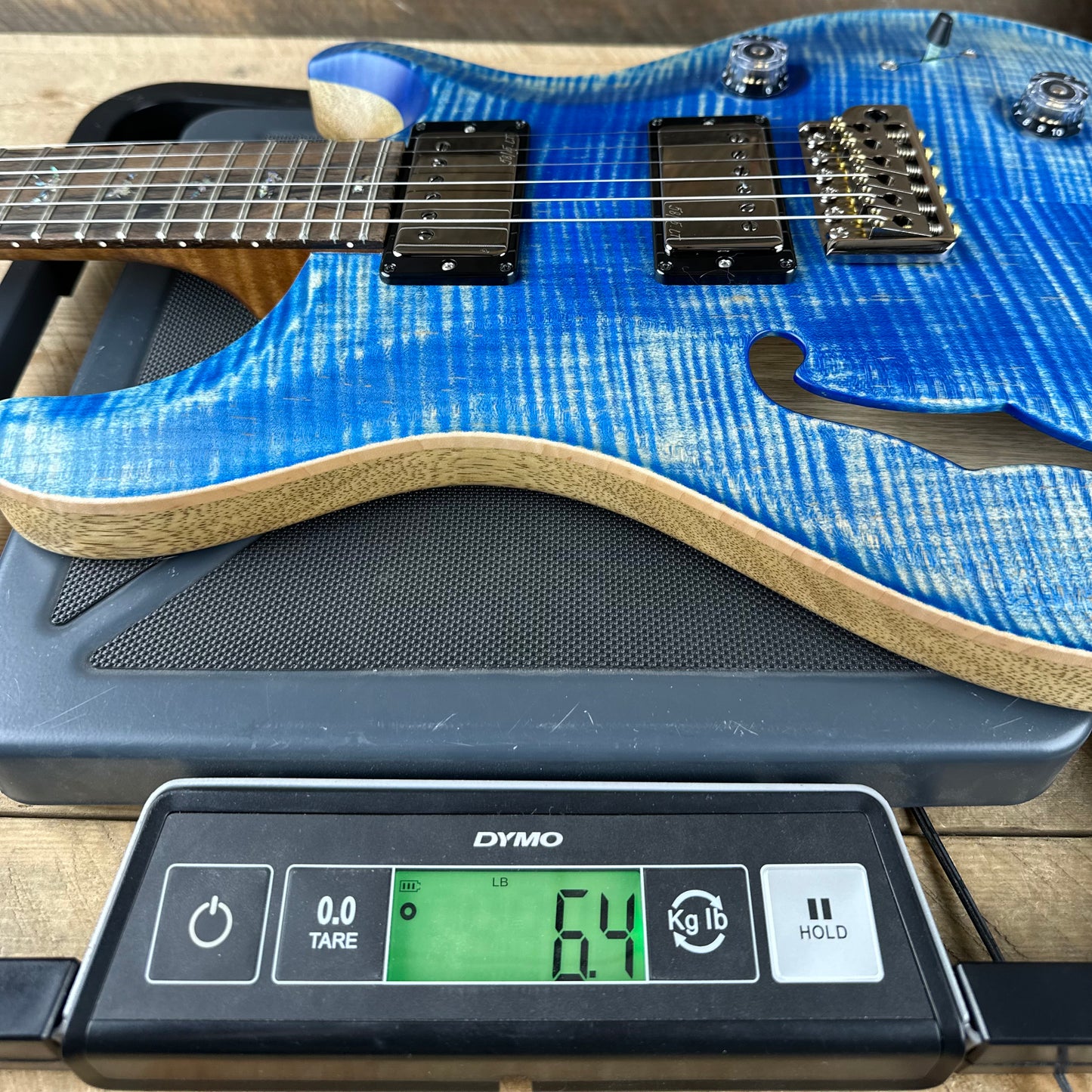 PRS Wood Library Custom 24 Semi-Hollow Flame Maple 10 Top, Korina Back, Torrified Maple Neck, Ziricote FB - Faded Blue Jean 391861