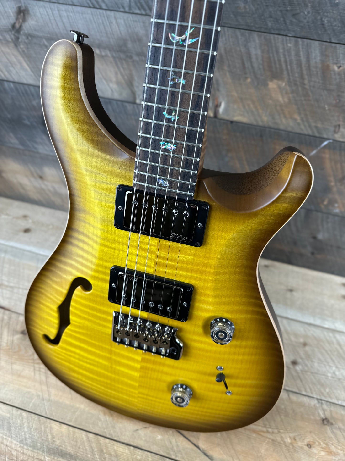 PRS Wood Library Custom 24 Semi-Hollow Flame Maple 10 Top, Korina Back, Torrified Maple Neck, Ziricote FB - McCarty Sunburst Satin 391864