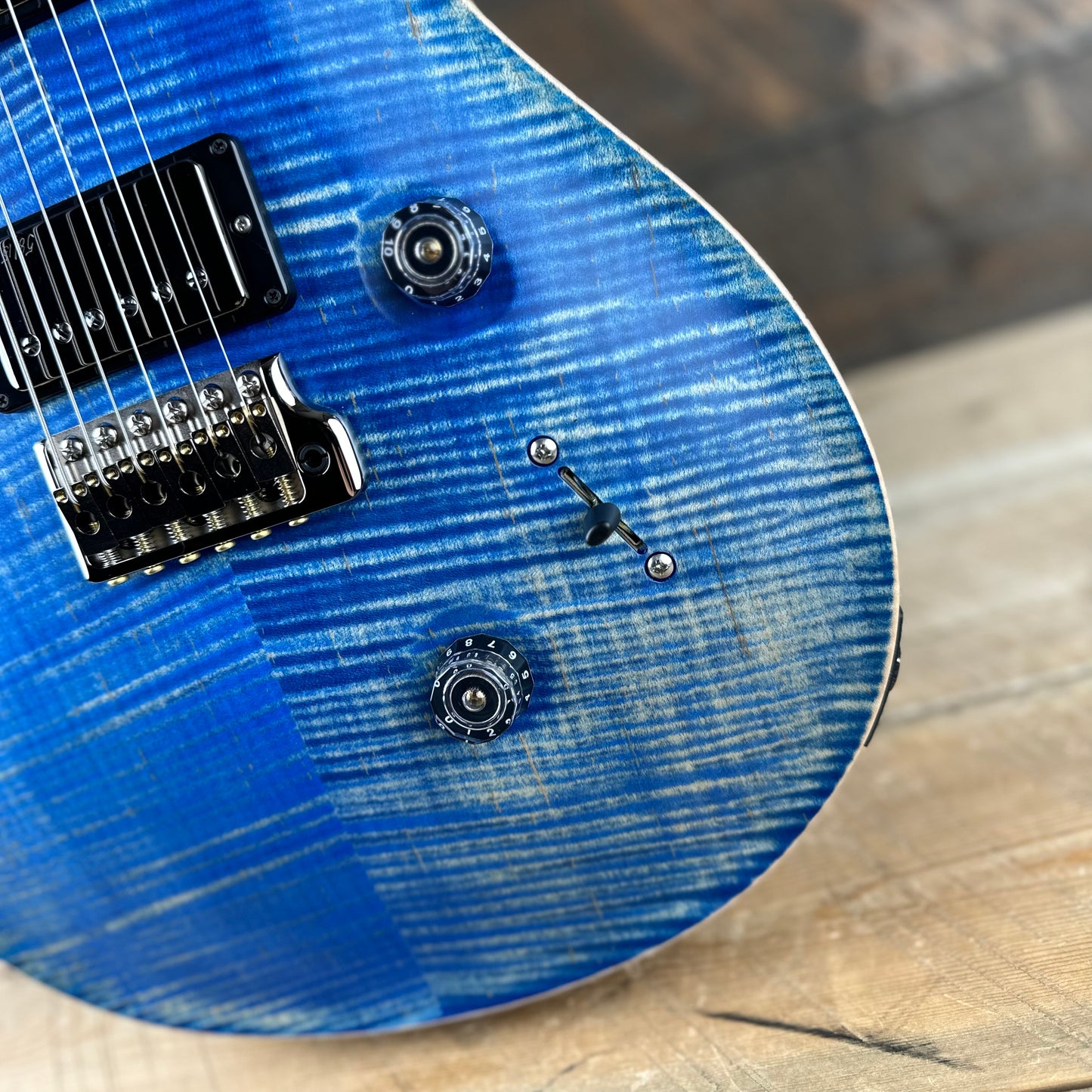 PRS Wood Library Custom 24 Semi-Hollow Flame Maple 10 Top, Korina Back, Torrified Maple Neck, Ziricote FB - Faded Blue Jean 391861