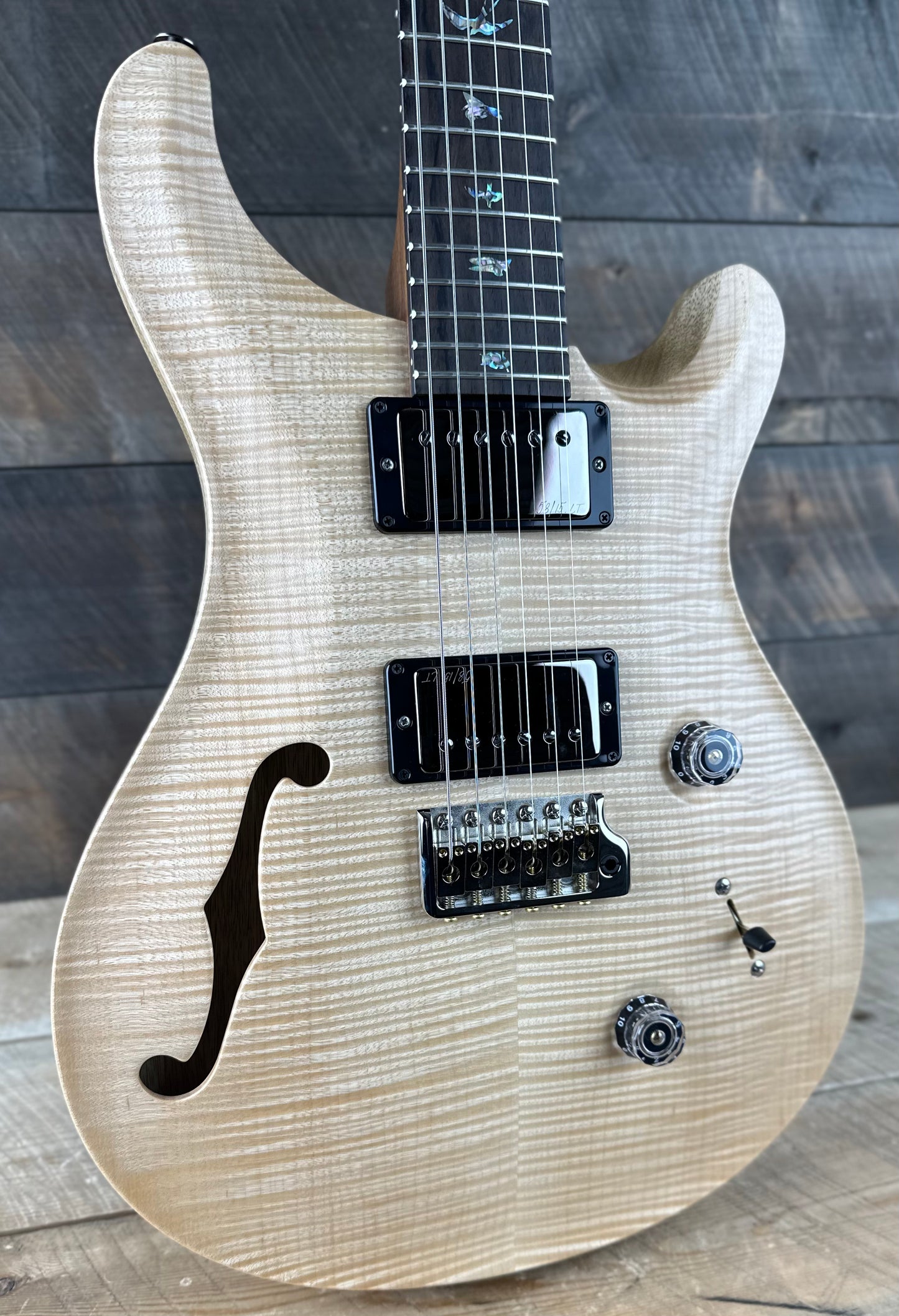 PRS Wood Library Custom 24 Semi-Hollow Flame Maple 10 Top, Korina Back, Torrified Maple Neck, Ziricote FB - Natural Satin 391865