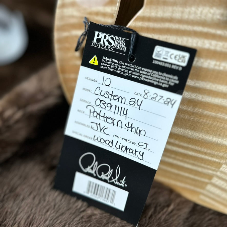 PRS Wood Library Custom 24 Semi-Hollow Flame Maple 10 Top Korina Body/Neck Ebony FB - Natural 391114