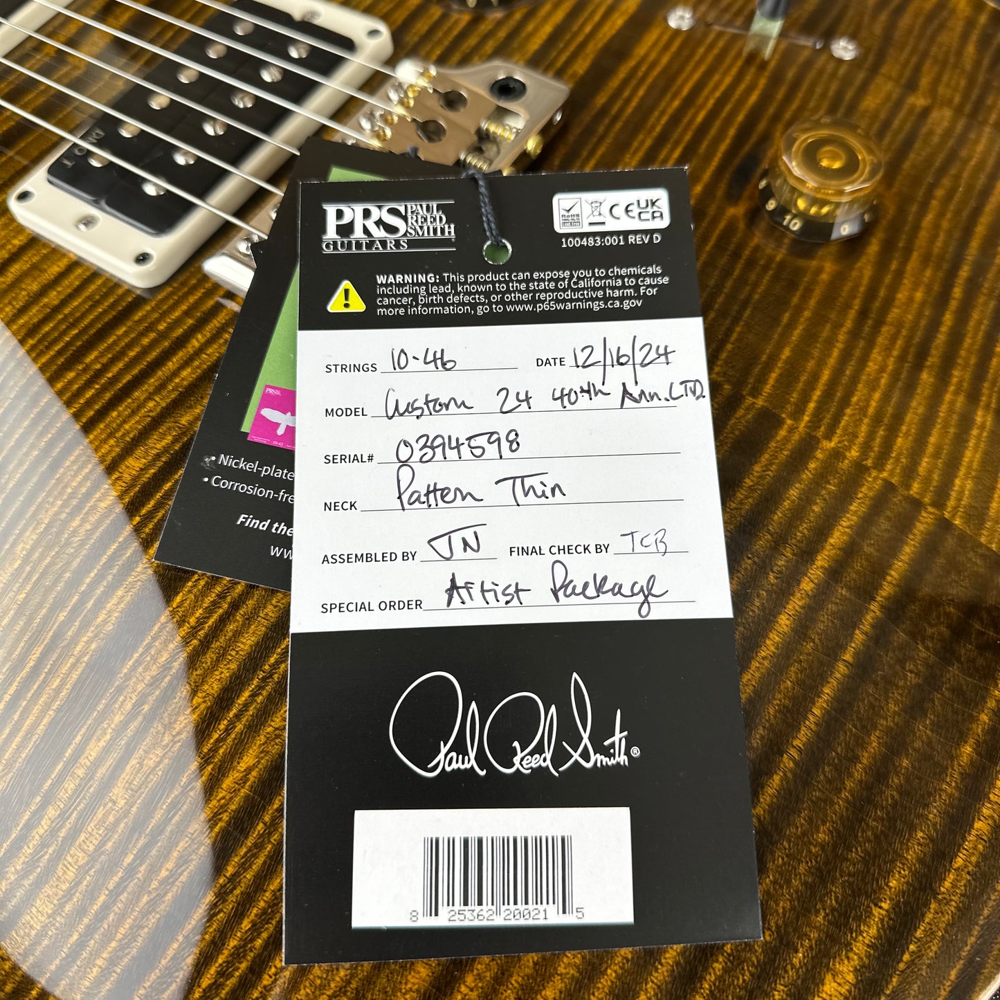 PRS Limited Edition 40th Anniversary Custom 24 - Tiger Eye 394598