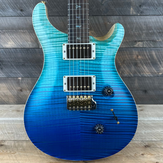 PRS Wood Library Custom 24 Flame Maple 10 Top, Korina Neck, Ziricote FB - Blue Fade Satin 391897