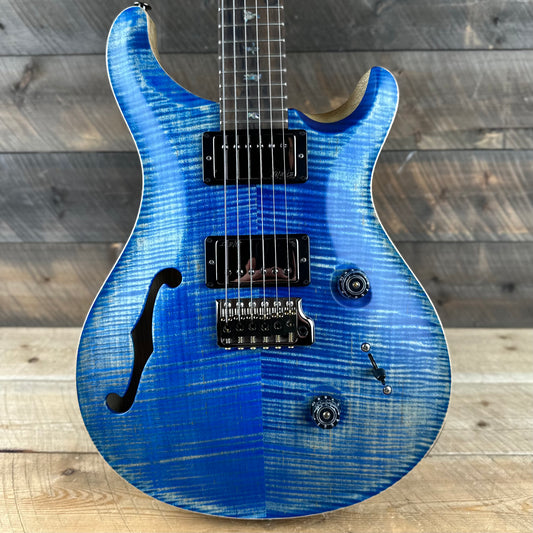 PRS Wood Library Custom 24 Semi-Hollow Flame Maple 10 Top, Korina Back, Torrified Maple Neck, Ziricote FB - Faded Blue Jean 391861