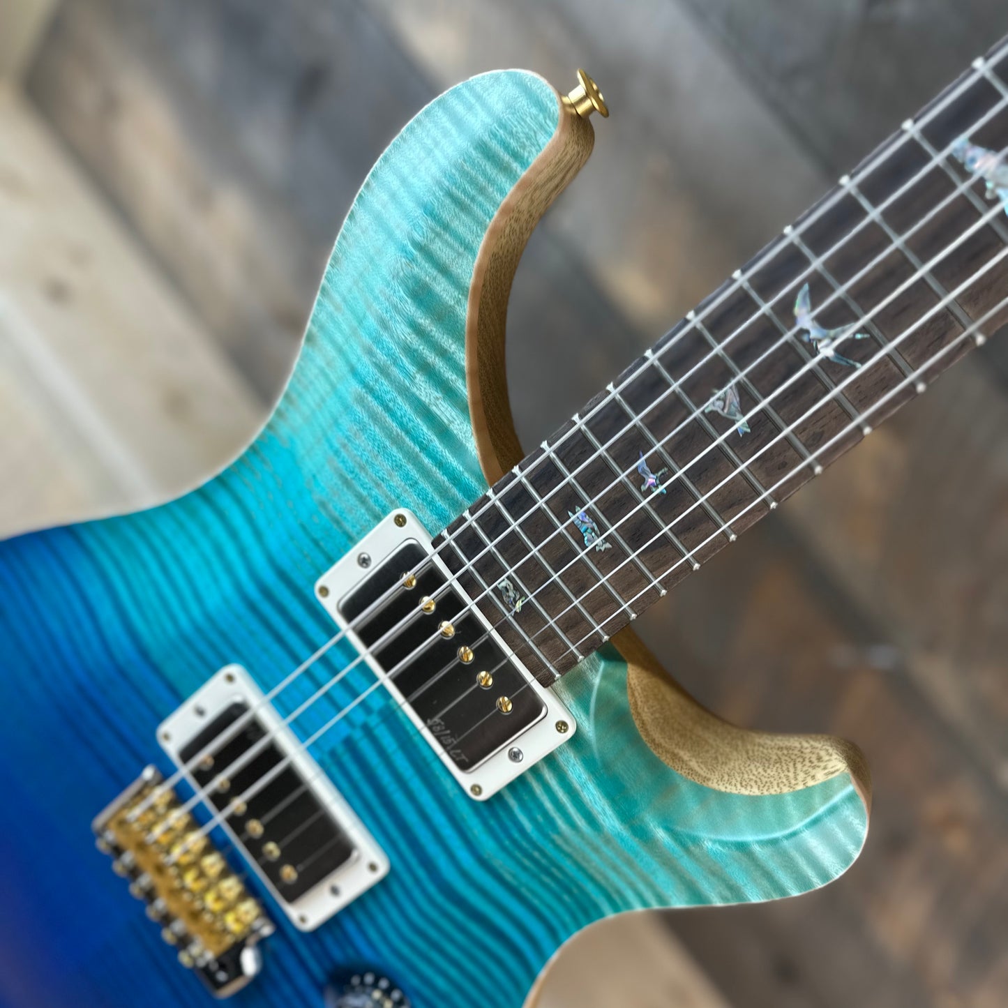 PRS Wood Library Custom 24 Flame Maple 10 Top, Korina Neck, Ziricote FB - Blue Fade Satin 391897