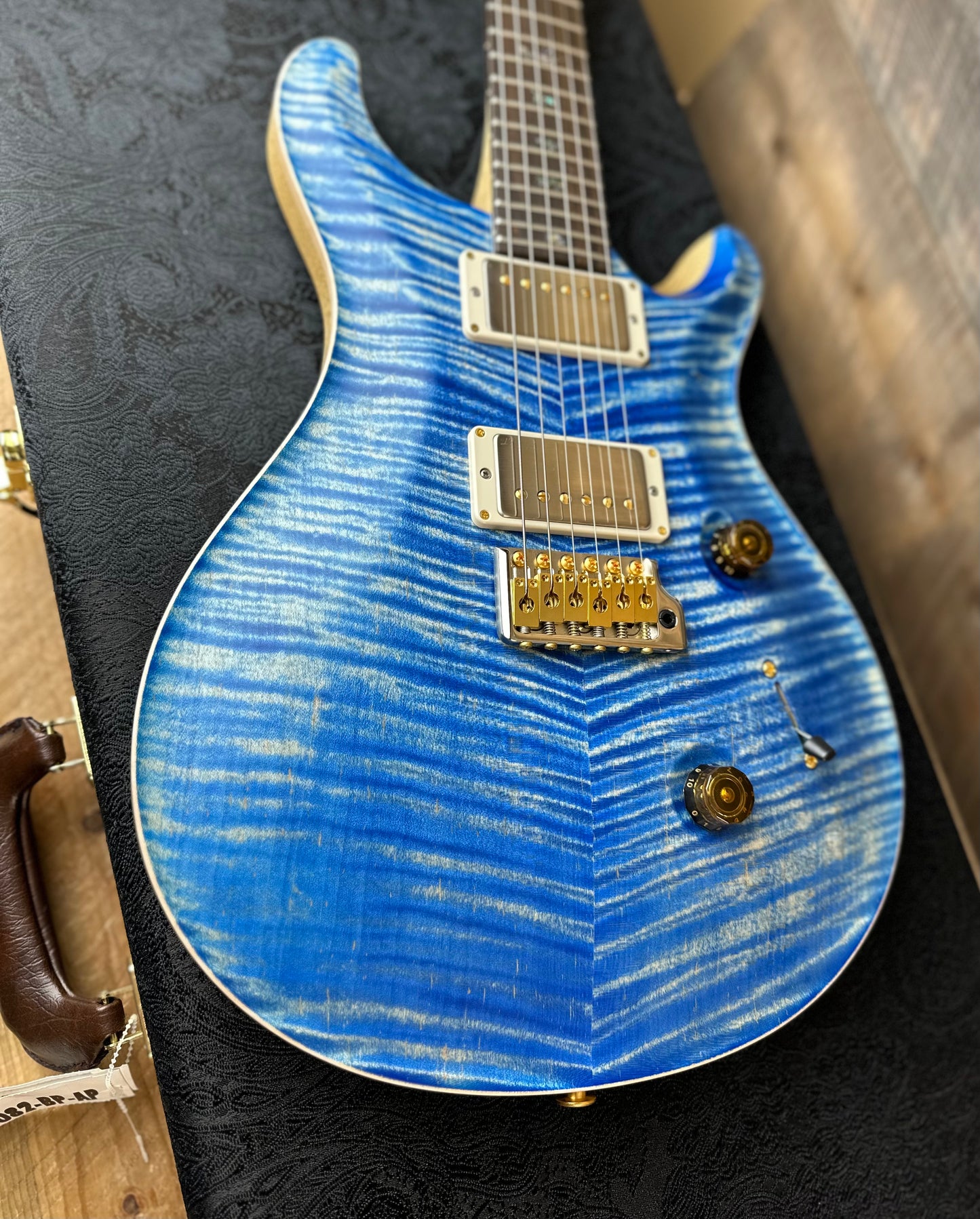 PRS Wood Library Custom 24 Flame Maple 10 Top, Korina Neck, Ziricote FB - Faded Blue Jean Satin 391896