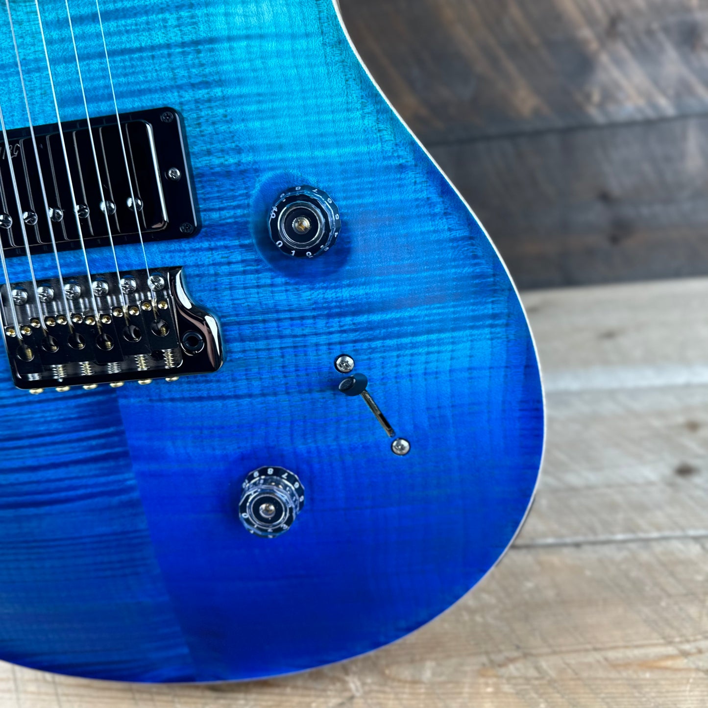 PRS Wood Library Custom 24 Semi-Hollow Flame Maple 10 Top, Korina Back, Torrified Maple Neck, Ziricote FB - Blue Fade 391867