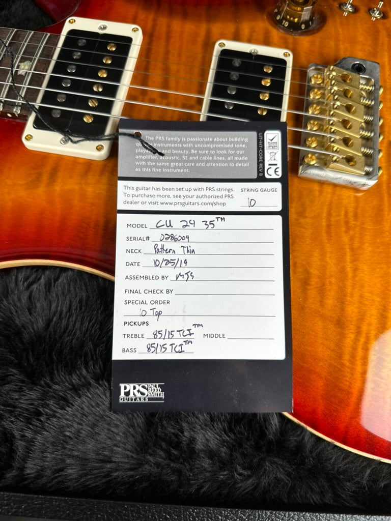 PRS 35th Anniversary Custom 24 10 Top - Dark Cherry Sunburst 286009