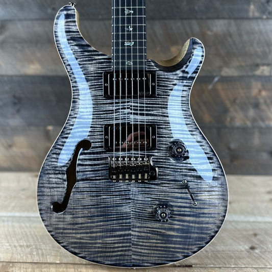 PRS Wood Library Custom 24 Semi-Hollow Flame Maple 10 Top Korina Body/Neck Ebony FB - Charcoal 391116