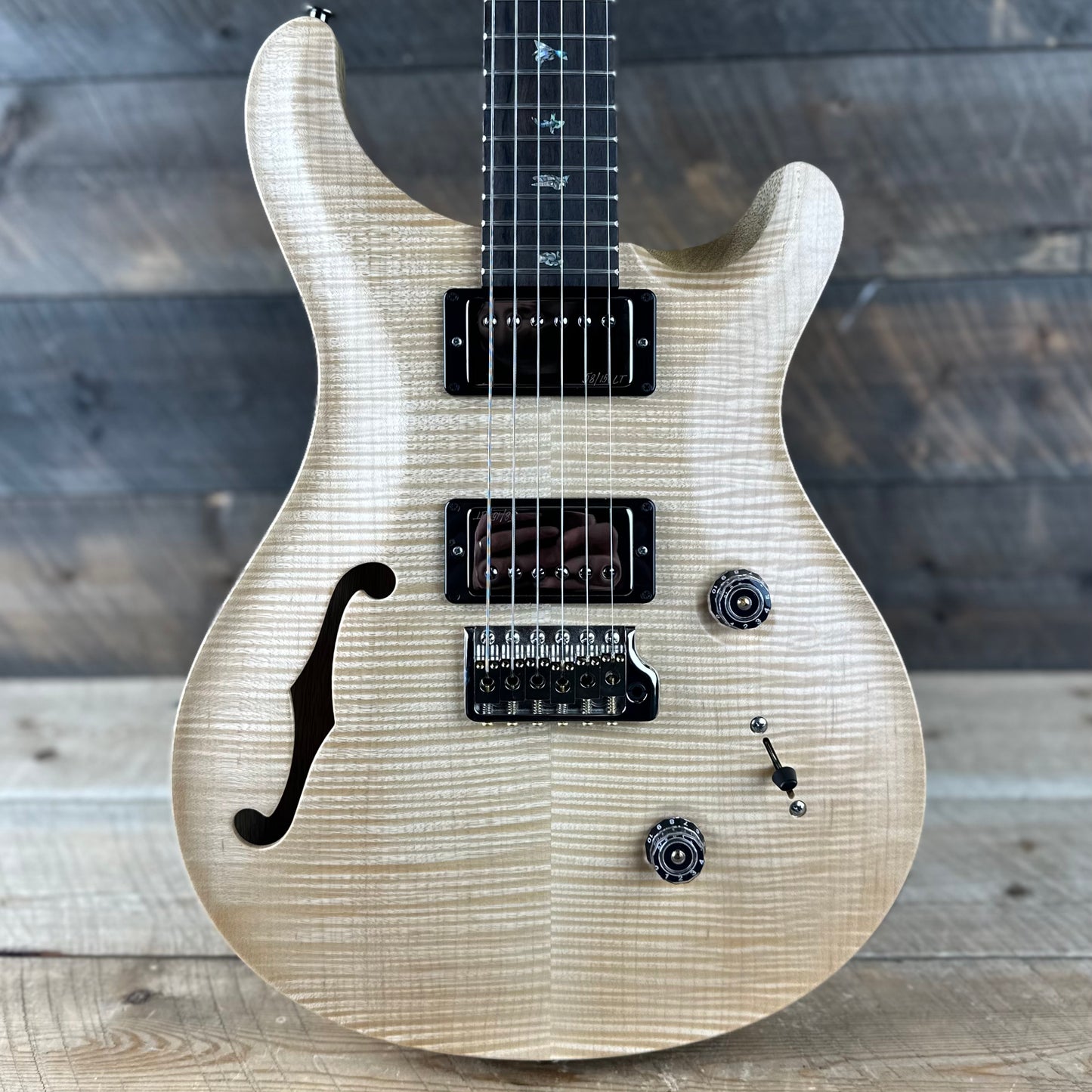 PRS Wood Library Custom 24 Semi-Hollow Flame Maple 10 Top, Korina Back, Torrified Maple Neck, Ziricote FB - Natural Satin 391865