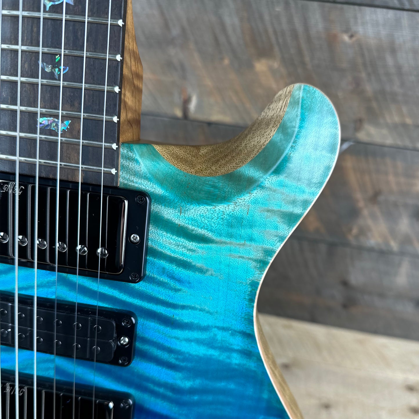 PRS Wood Library Special 22 Semi-Hollow - Flame Maple 10 Top Korina Back, Ziricote FB - Blue Fade Satin 392386