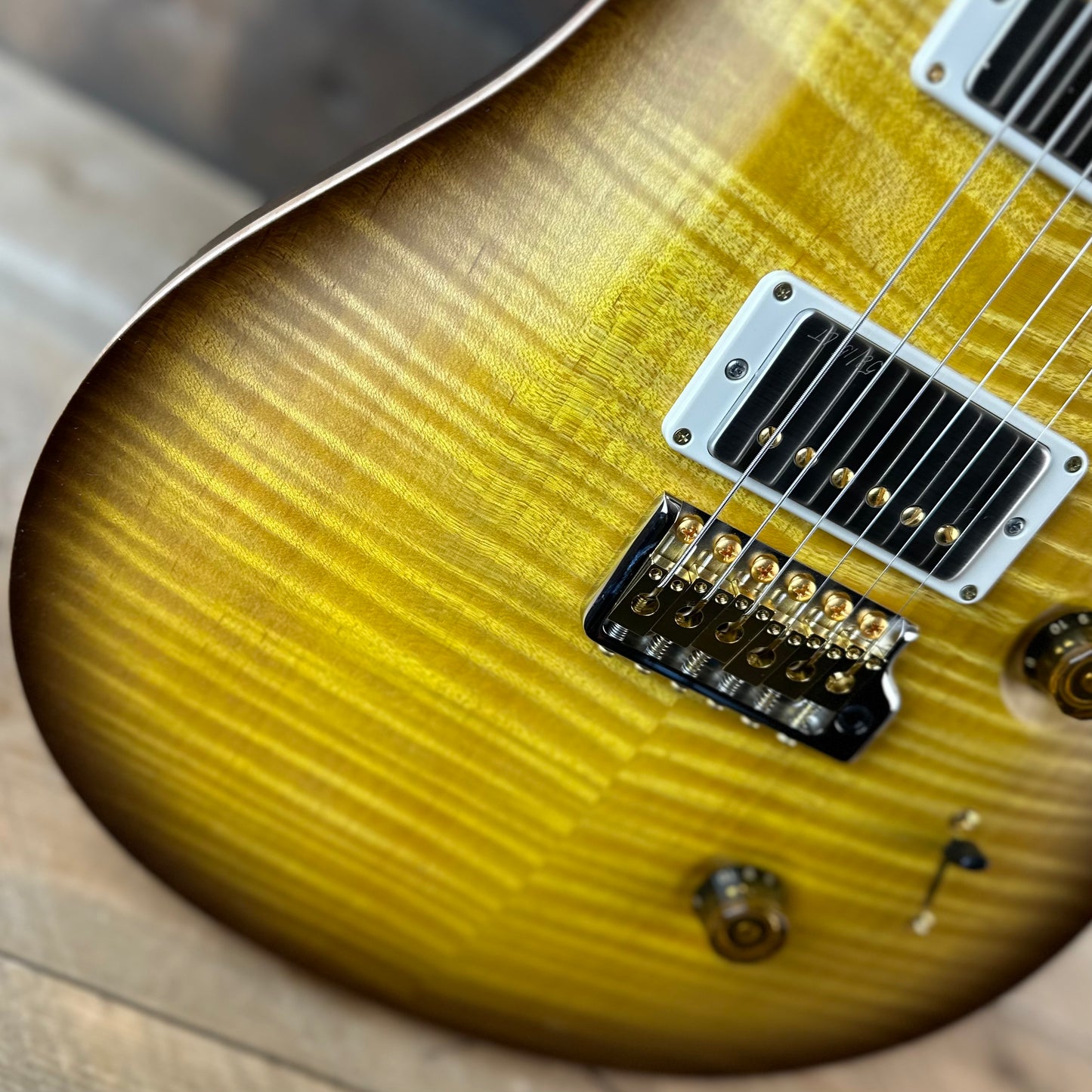 PRS Wood Library Custom 24 Flame Maple 10 Top, Korina Neck, Ziricote FB - Livingston LemondropSatin 395094