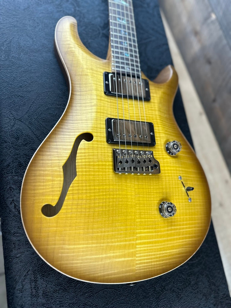 PRS Wood Library Custom 24 Semi-Hollow Flame Maple 10 Top, Korina Back, Torrified Maple Neck, Ziricote FB - Livingston Lemondrop Satin 391868