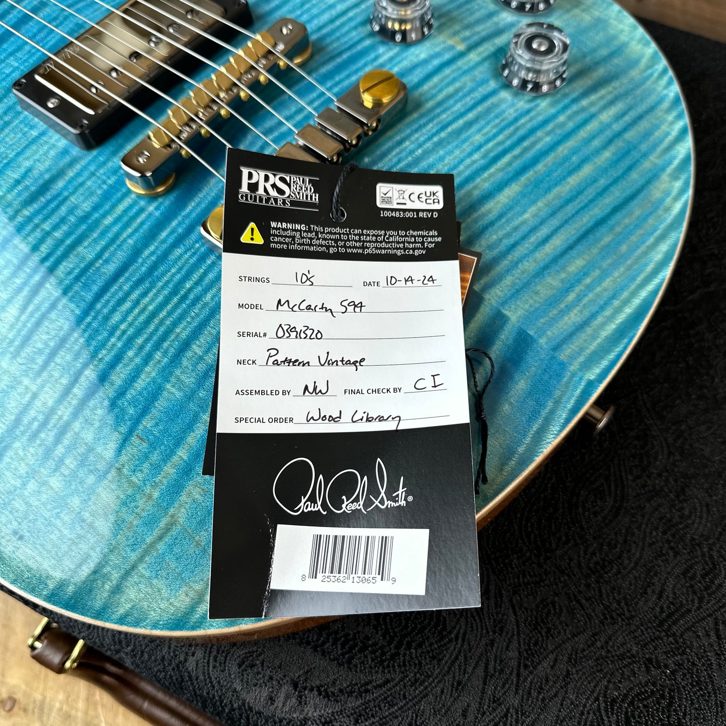 PRS Wood Library McCarty 594 Flamed Maple 10 Top, Torrified Flamed Maple Neck, Bound Ebony FB - Aquableux 391320