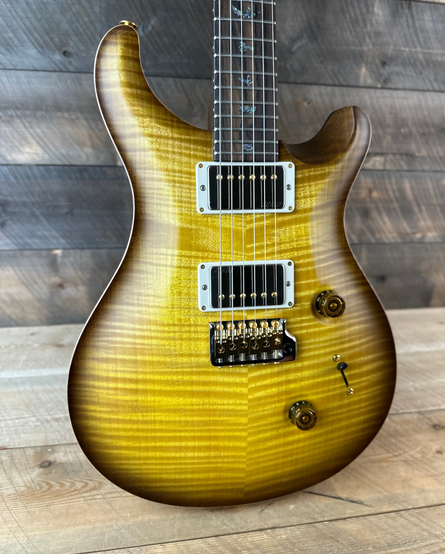 PRS Wood Library Custom 24 Flame Maple 10 Top, Korina Neck, Ziricote FB - Livingston LemondropSatin 395094