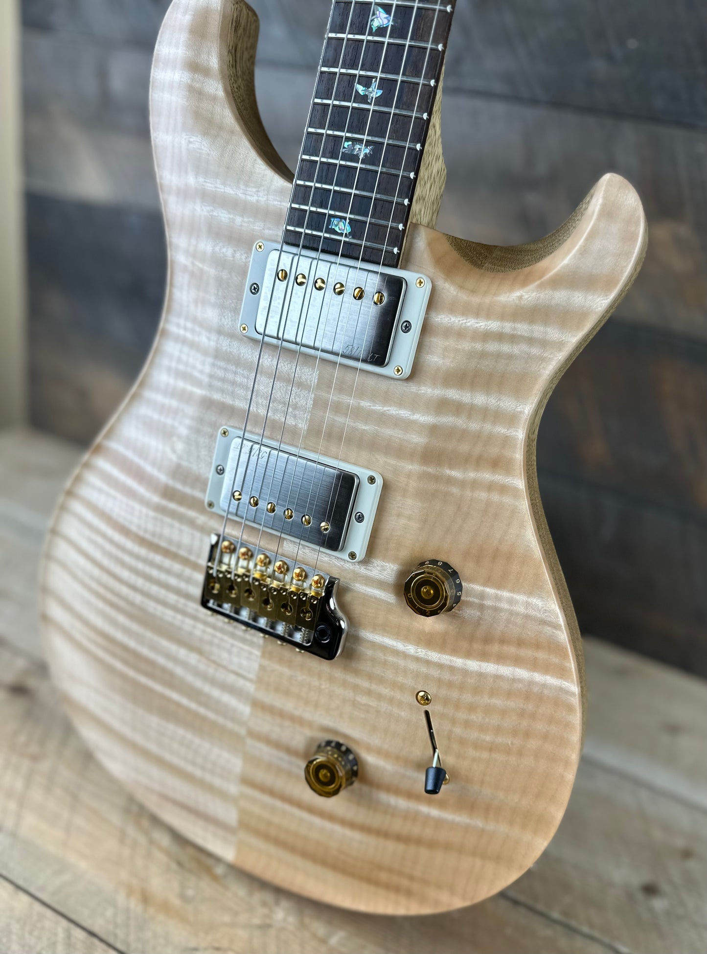 PRS Wood Library Custom 24 Flame Maple 10 Top, Korina Neck, Ziricote FB - Natural Satin 391900