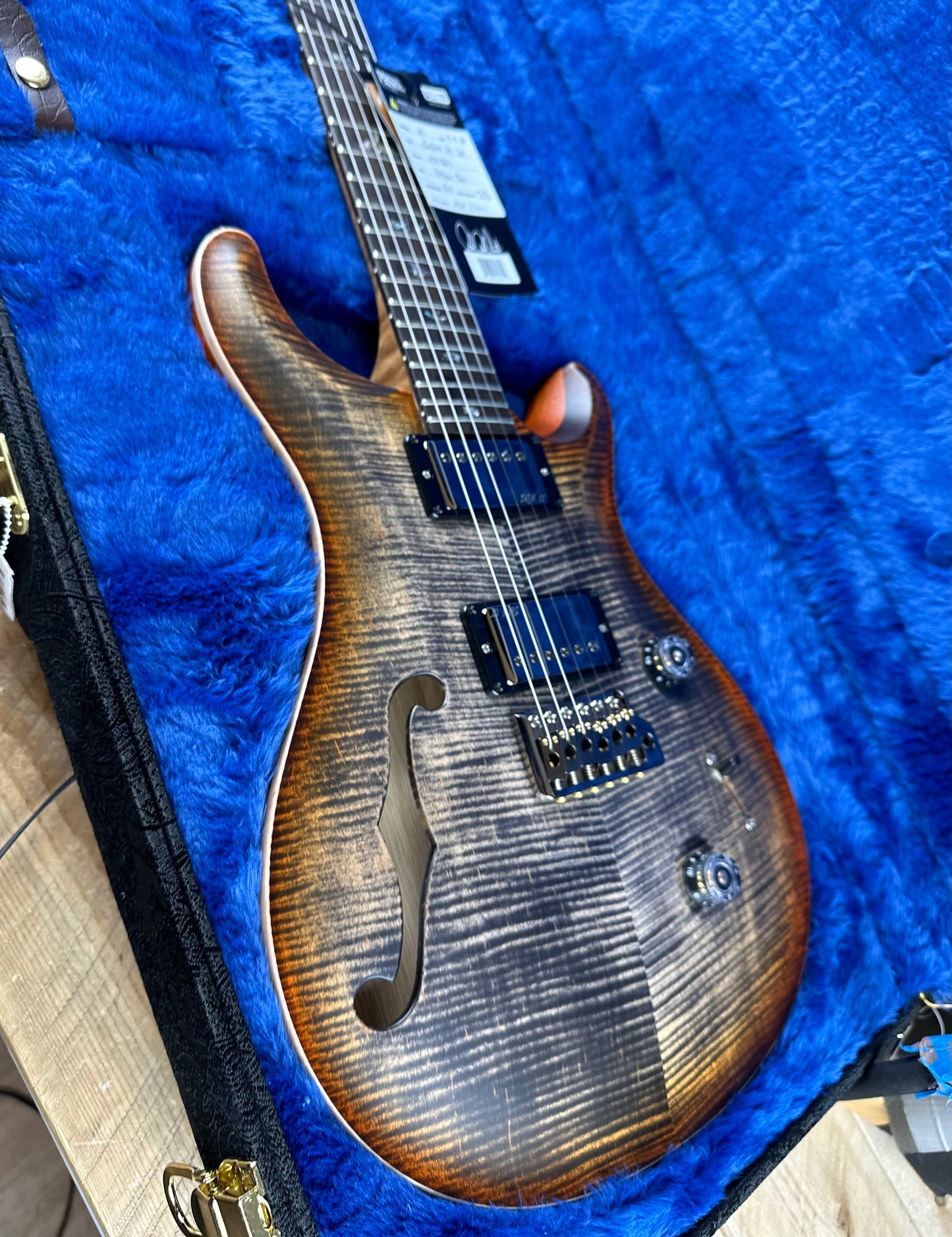 PRS Wood Library Custom 24 Semi-Hollow Flame Maple 10 Top, Korina Back, Torrified Maple Neck, Ziricote FB - Burnt Maple Leaf Satin 391869