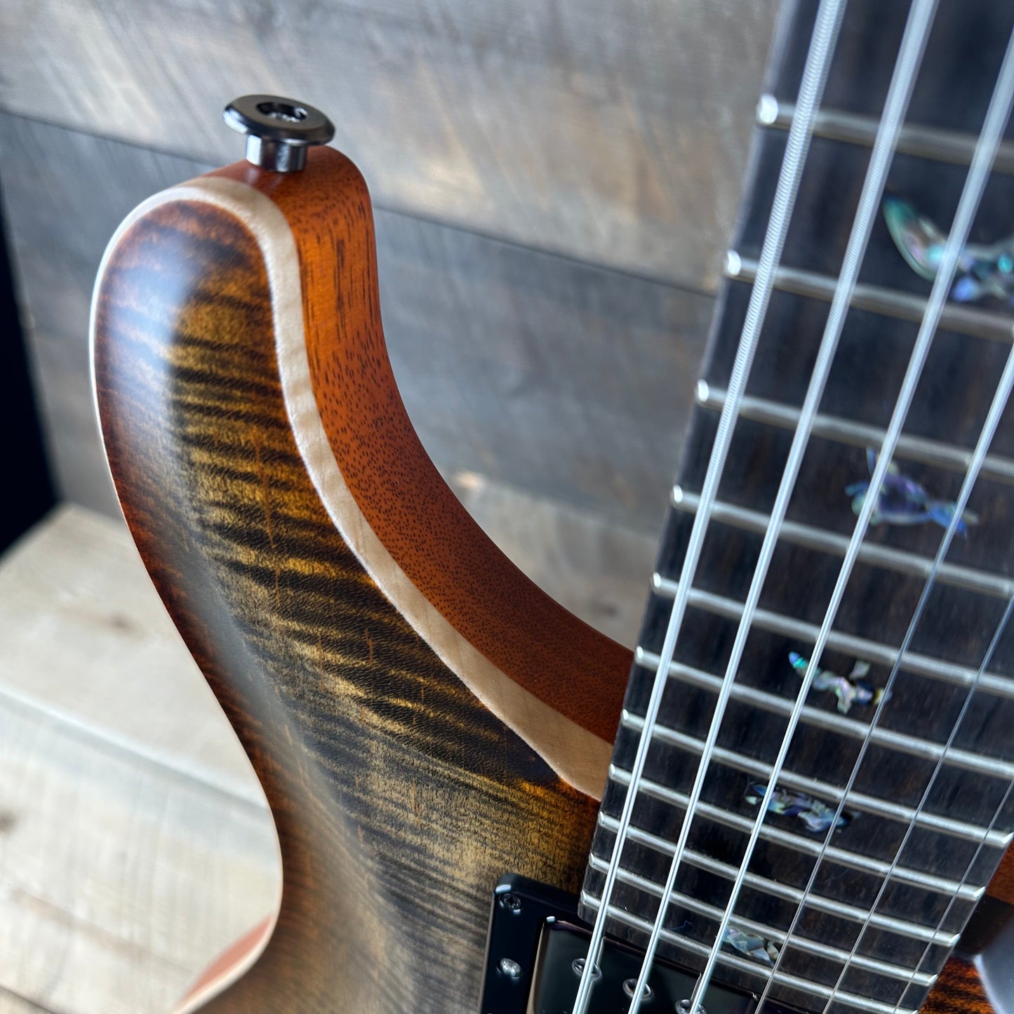 PRS Wood Library Custom 24 Semi-Hollow Flame Maple 10 Top, Korina Back, Torrified Maple Neck, Ziricote FB - Burnt Maple Leaf Satin 391869