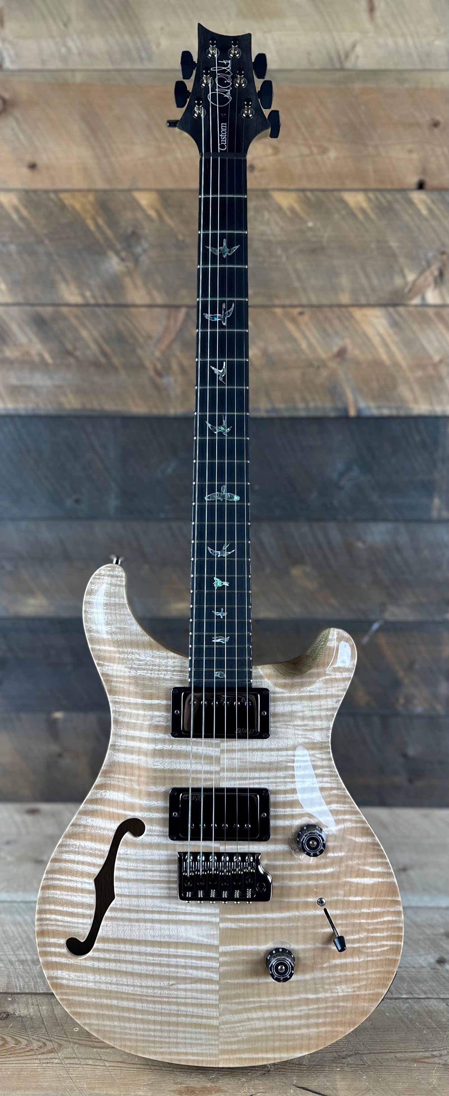 PRS Wood Library Custom 24 Semi-Hollow Flame Maple 10 Top Korina Body/Neck Ebony FB - Natural 390883