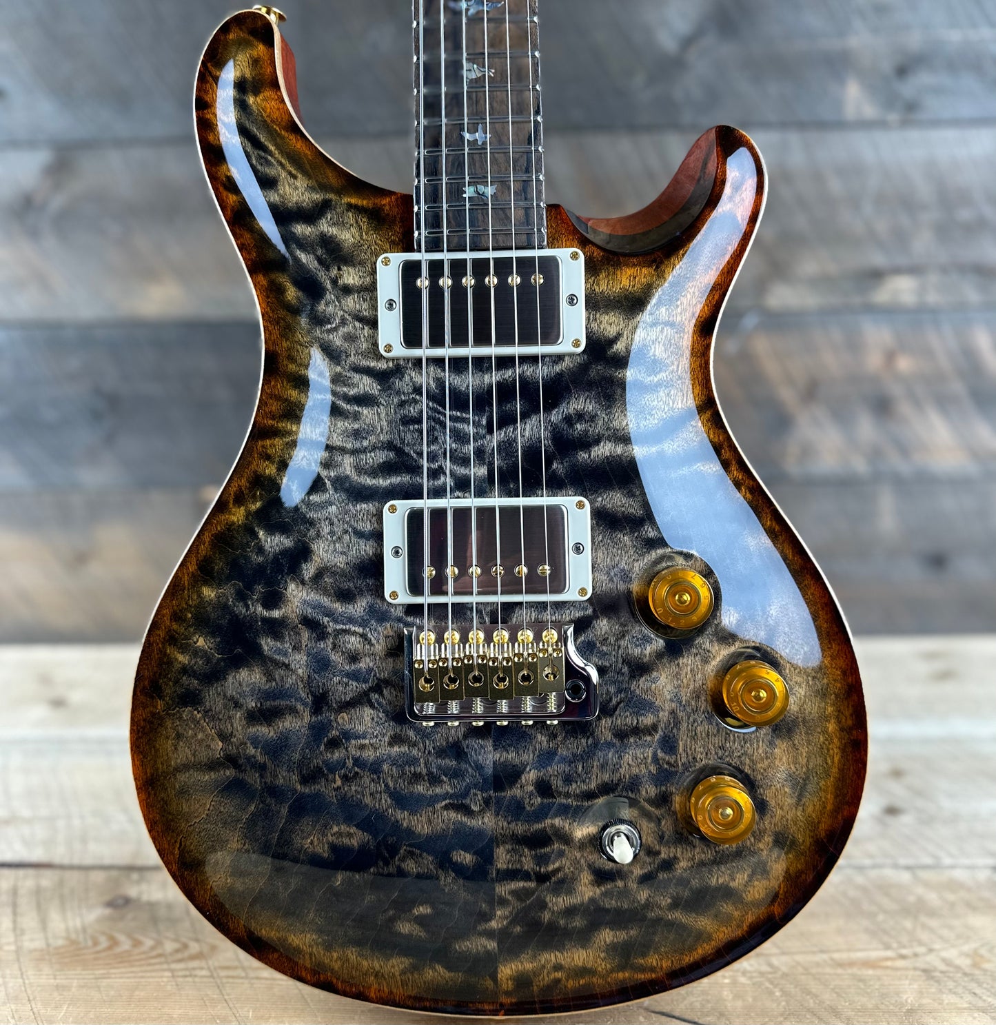 PRS DGT David Grissom Signature Wood Library Quilt Maple 10 Top, Korina Back/Neck, Ziricote FB - Burnt Maple Leaf 389458