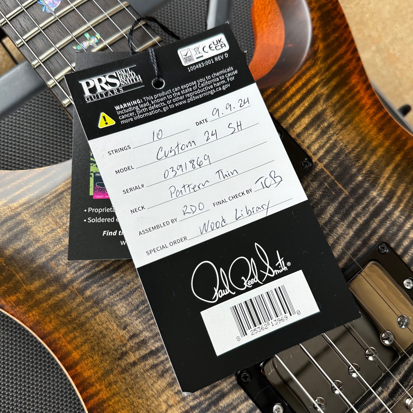 PRS Wood Library Custom 24 Semi-Hollow Flame Maple 10 Top, Korina Back, Torrified Maple Neck, Ziricote FB - Burnt Maple Leaf Satin 391869