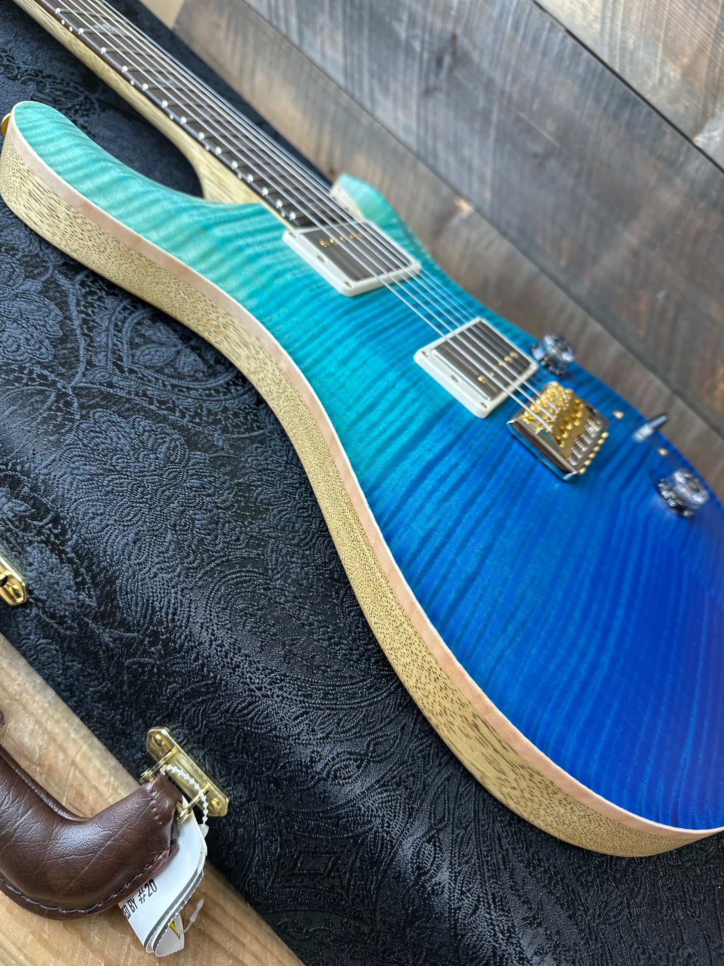 PRS Wood Library Custom 24 Flame Maple 10 Top, Korina Neck, Ziricote FB - Blue Fade Satin 391897