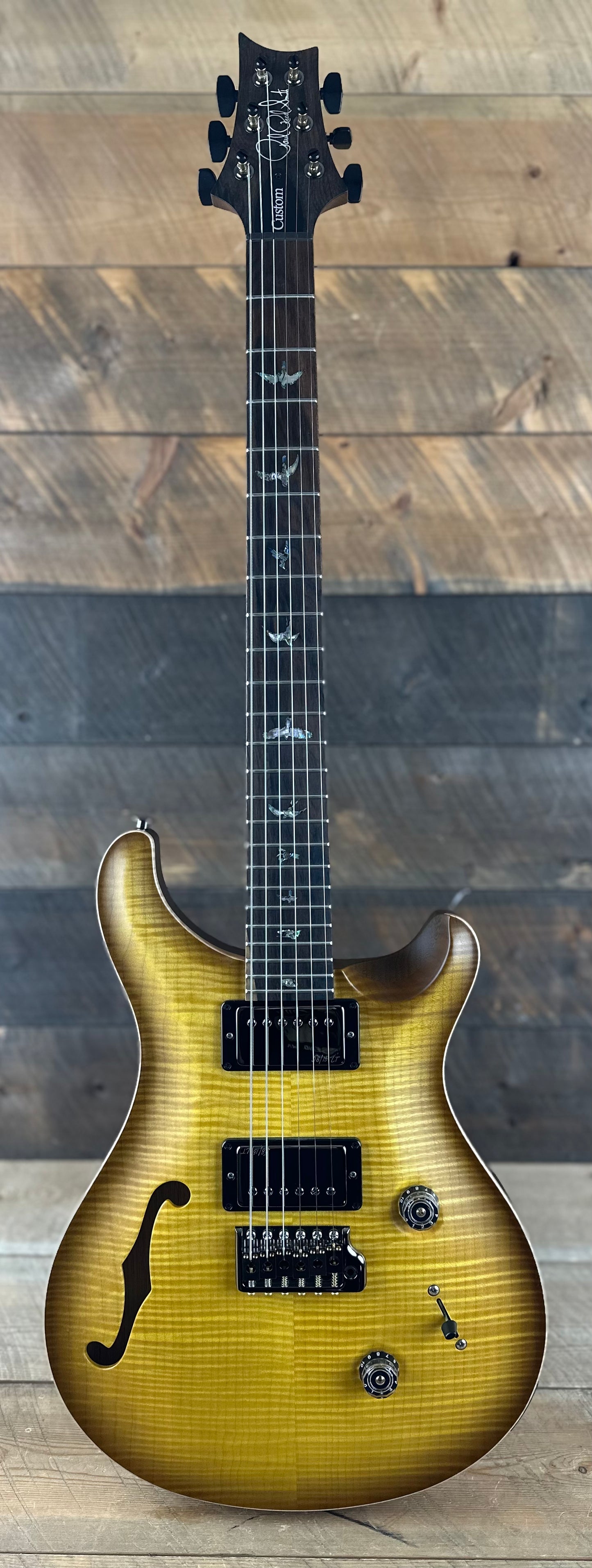 PRS Wood Library Custom 24 Semi-Hollow Flame Maple 10 Top, Korina Back, Torrified Maple Neck, Ziricote FB - Livingston Lemondrop Satin 391868