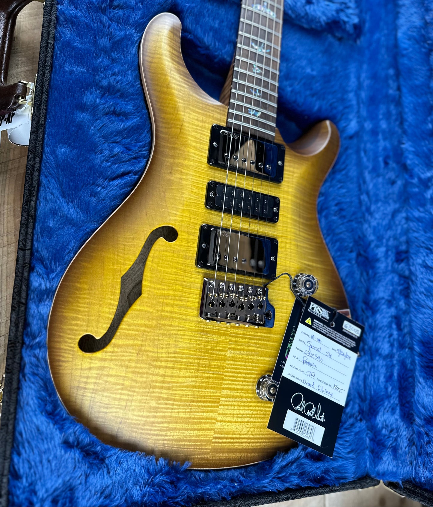 PRS Wood Library Special 22 Semi-Hollow - Flame Maple 10 Top Korina Back, Ziricote FB - McCarty Sunburst Satin 392390