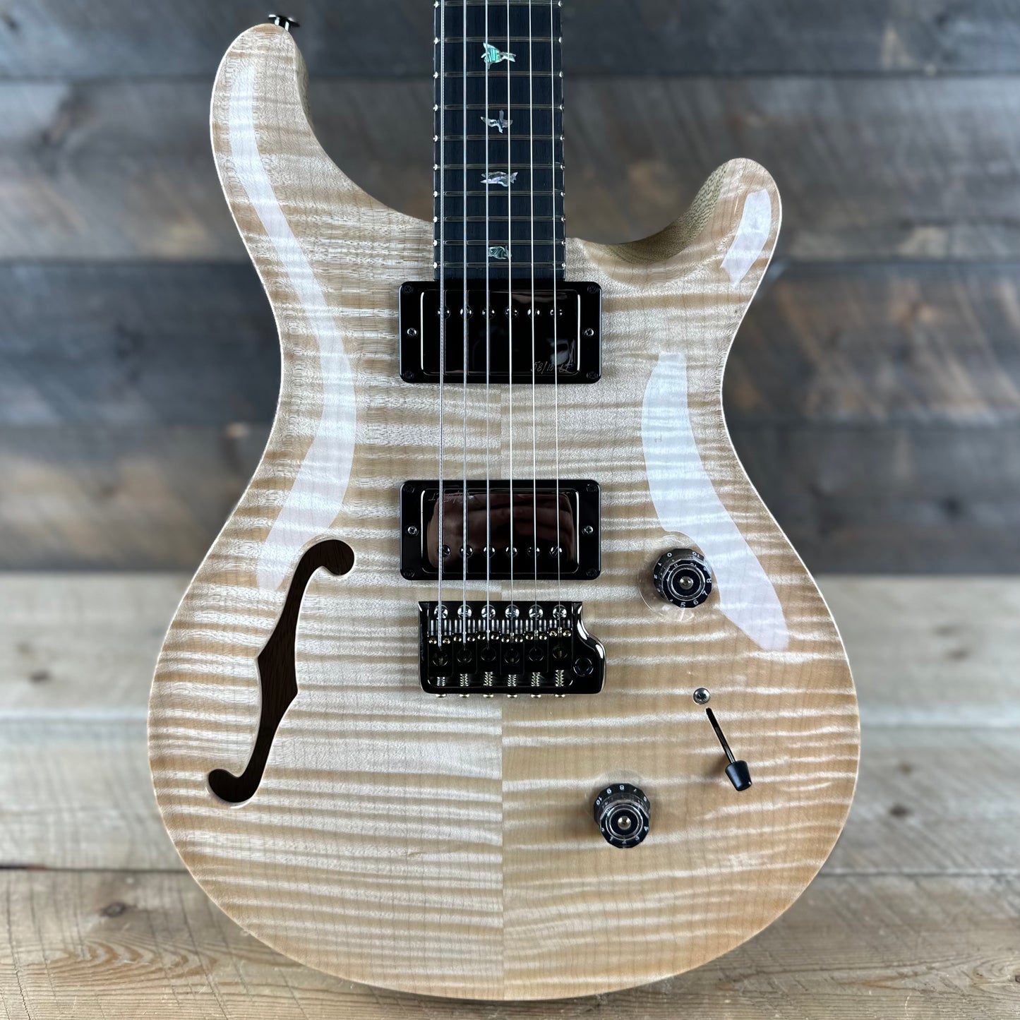 PRS Wood Library Custom 24 Semi-Hollow Flame Maple 10 Top Korina Body/Neck Ebony FB - Natural 390883