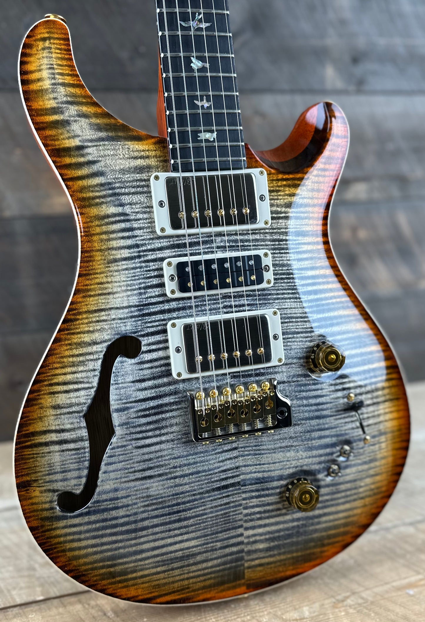 PRS Wood Library Special 22 Semi-Hollow - Flame Maple 10 Top Korina Back/Neck Ebony FB - Burnt Maple Leaf 391573